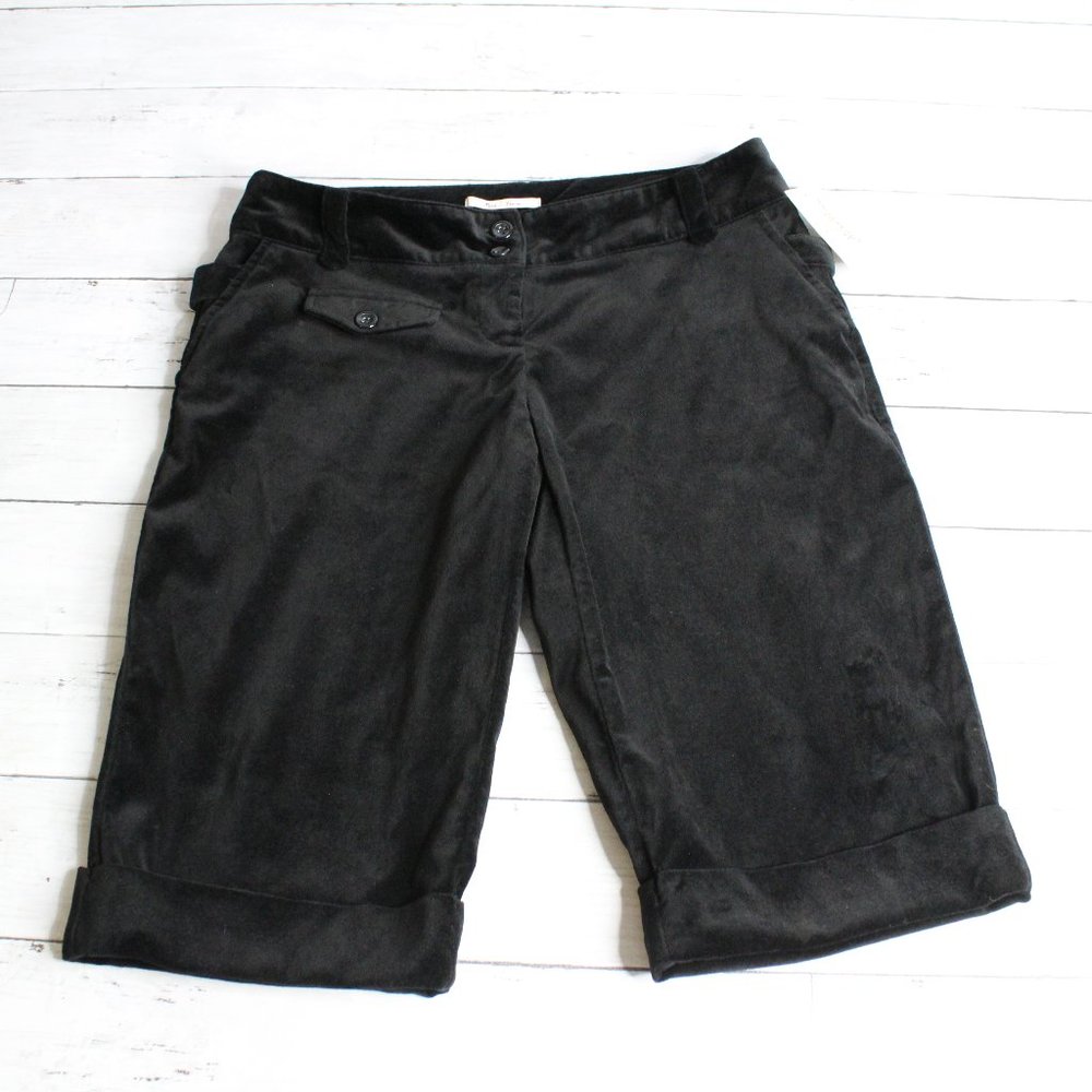 Miss Bisou Vintage Women's Black Velour Capri Pants Size 7 100% Cotton